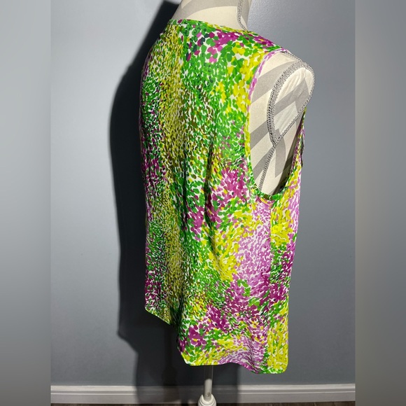 Violet & Claire Green Purple Yellow Sleeveless Blouse - Picture 5 of 12